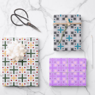 Chic Colorful Geometric Rectangle Pattern Wrapping Paper Sheet