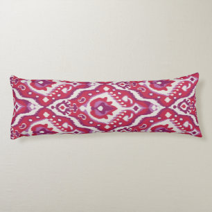 Chic colorful red and purple ikat tribal patterns body pillow