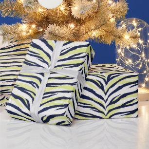 Chic colourful black & yellow zebra print monogram wrapping paper