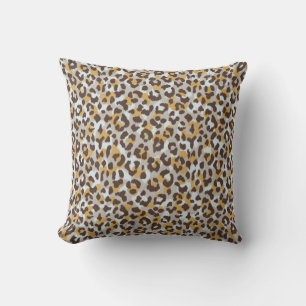 Chic colourful brown gold cheetah print throw pillow