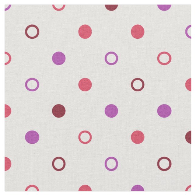 Chic colourful coral purple polka dots pattern fabric (Close Up)