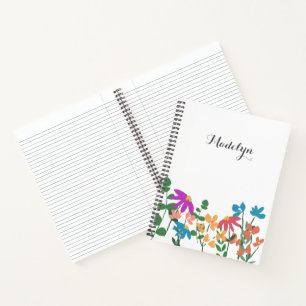 Chic Colourful floral pattern personalized White Notebook