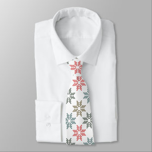 Chic Colourful Four Poinsettias Motif Tie