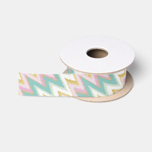 Chic colourful girly ikat tribal chevron pattern satin ribbon