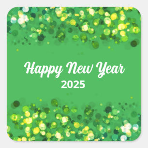 Chic colourful glitter custom text square sticker