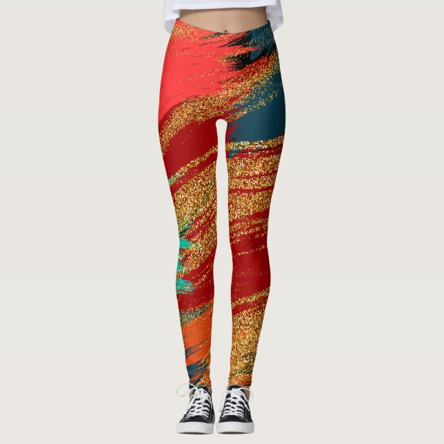 Chic Colourful Glitter  Leggings (Front)