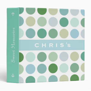 Chic colourful green polka dots pattern monogram binder