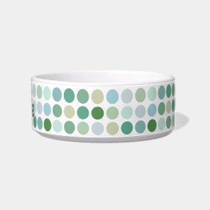 Chic colourful green polka dots pattern monogram bowl