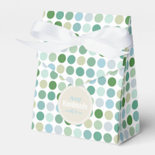 Chic colourful green polka dots pattern monogram favor box