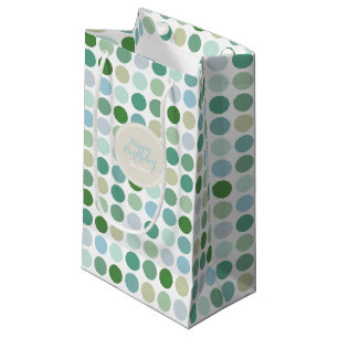 Chic colourful green polka dots pattern monogram small gift bag