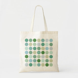 Chic colourful green polka dots pattern monogram tote bag