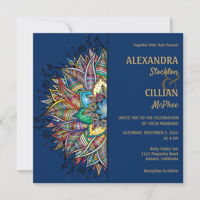 Chic Colourful Mandala Wedding Invitation (Front)