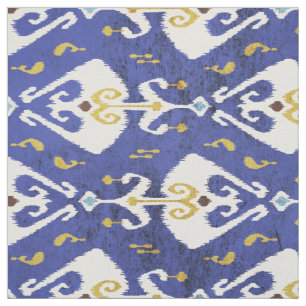 Chic colourful naby blue ikat tribal patterns fabric
