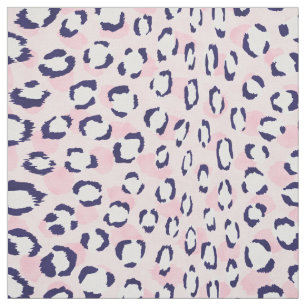 Chic colourful navy blue pink cheetah print fabric