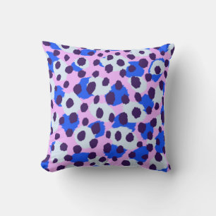 Chic colourful pink blue cheetah print throw pillow