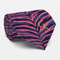 Chic colourful pink navy zebra print monogram