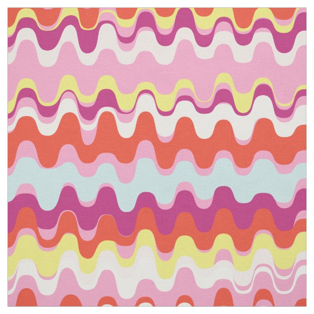 Chic colourful pink orange abstract wave pattern fabric (Swatch)