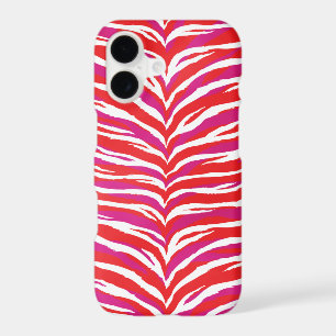 Chic colourful pink red white zebra print monogram