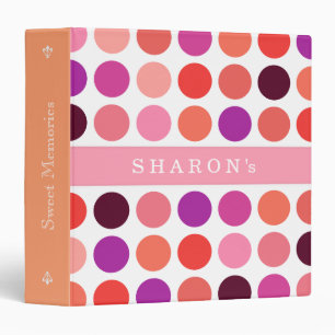 Chic colourful polka dots pattern monogram binder