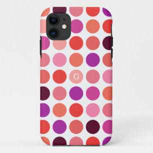 Chic colourful polka dots pattern monogram iPhone 11 case