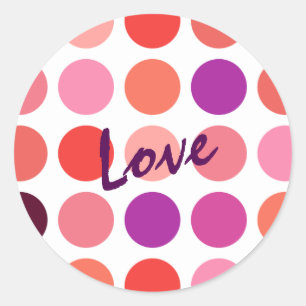 Chic colourful polka dots pattern monogram classic round sticker