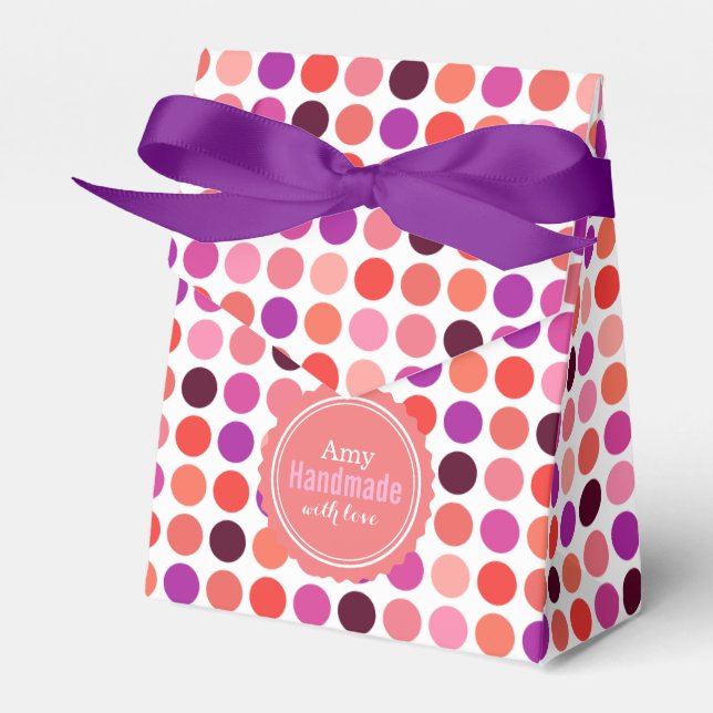 Chic colourful polka dots pattern monogram favor box (Front Side)