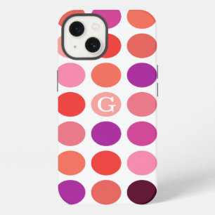 Chic colourful polka dots pattern monogram iPhone 13 case