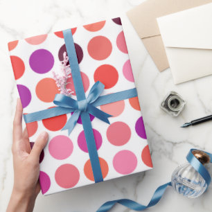 Chic colourful polka dots pattern monogram wrapping paper