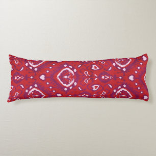 Chic colourful red and purple ikat tribal patterns body pillow