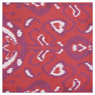 Chic colourful red and purple ikat tribal patterns fabric