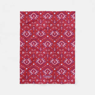 Chic colourful red and purple ikat tribal patterns fleece blanket