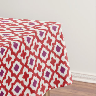 Chic colourful red and purple ikat tribal patterns tablecloth