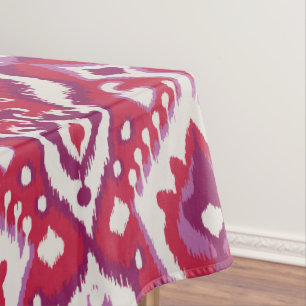 Chic colourful red and purple ikat tribal patterns tablecloth