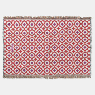 Chic colourful red and purple ikat tribal patterns throw blanket