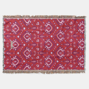 Chic colourful red and purple ikat tribal patterns throw blanket