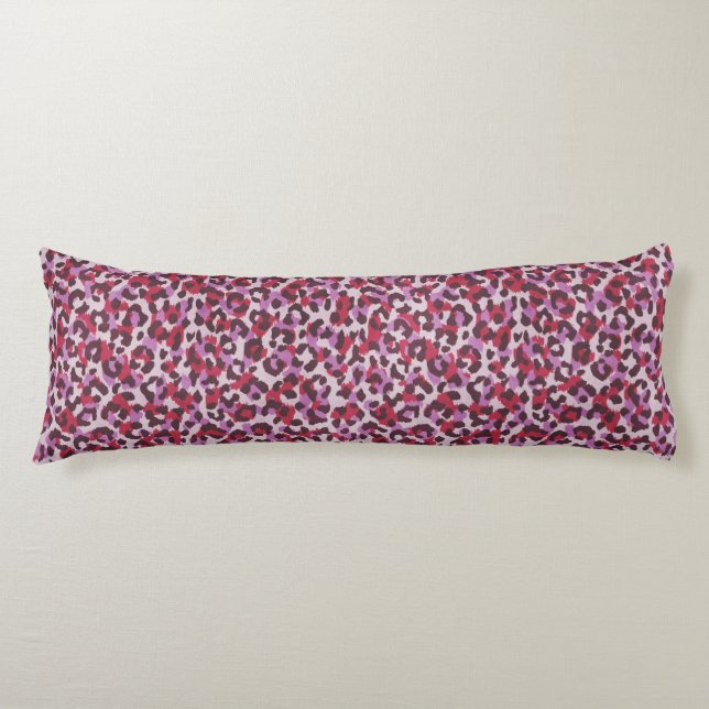 Chic colourful red purple cheetah print pattern body pillow (Front)