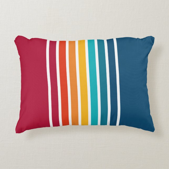 Chic Colourful Stripes Pattern Accent Pillow (Front)