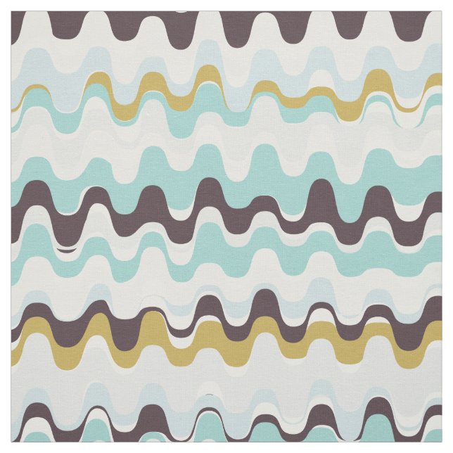 Chic colourful teal brown abstract wave pattern fabric (Swatch)