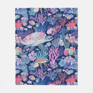 Chic colourful turtle  fleece blanket