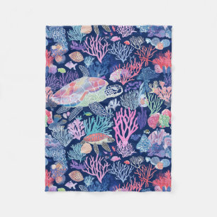 Chic colourful turtle fleece blanket