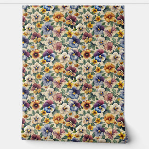 Chic colourful violets flowers purple floral wallpaper