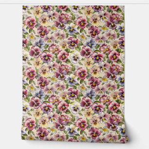 Chic colourful violets flowers purple floral wallpaper