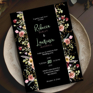 Chic colourful wildflowers garden wedding invitation