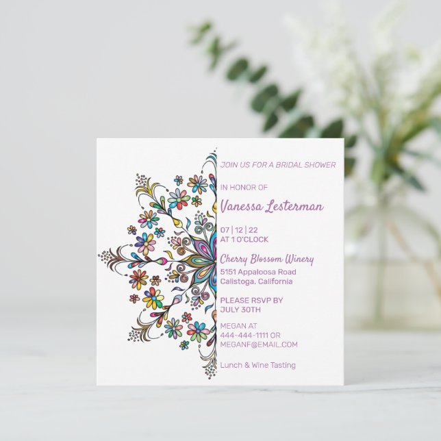 Chic Colours Mandala Bridal Shower Invitation (Standing Front)
