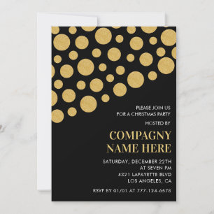 Chic Company Christmas Party Black Gold Invitation