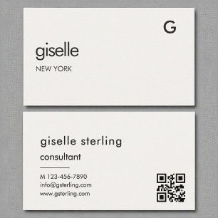 Chic Consultant Luxury QR Code Monogram  Business Card