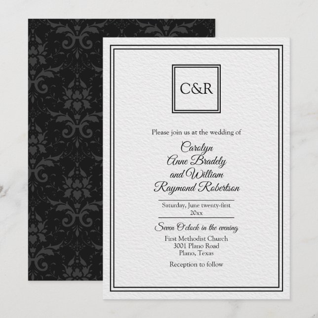 Chic Contemporary 2 Wedding Invitation (Front/Back)