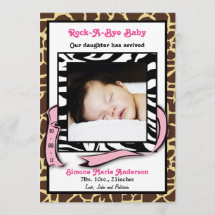 Chic Contemporary Animal Print Baby Announcement 1