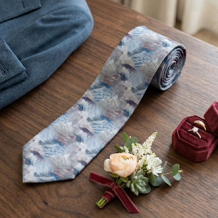 Chic Contemporary Grey Violet Purple Blue Art Tie