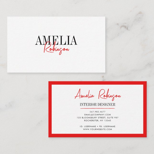 Chic Contrast Stylish Business Card (Front/Back)